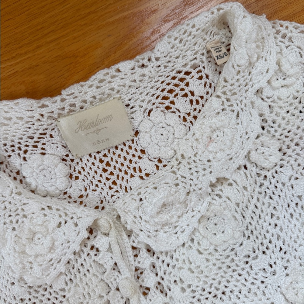 Doen Heirloom Clemente Top Ivory Crochet Floral Top XS/S - Picture 7 of 7